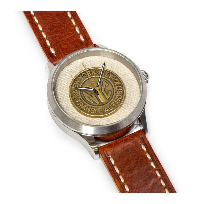 NYC Subway Cognac Token & Revenue Bag Watch