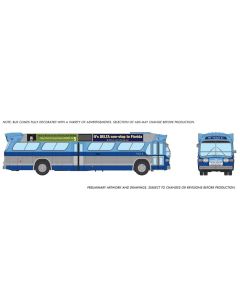 HO 1/87 New Look Bus (Deluxe): New York MTA - Blue: #8854 with ads