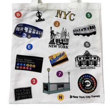 White MTA Icons Subway Tote Bag