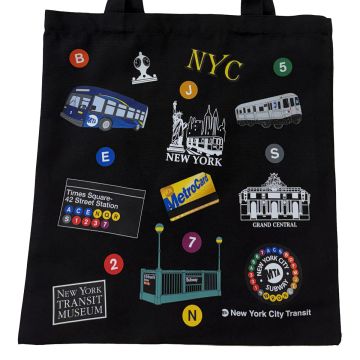Black MTA Icons Subway Tote Bag