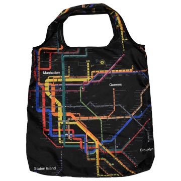 Black NYC Subway Diagram Map Shopper's Tote