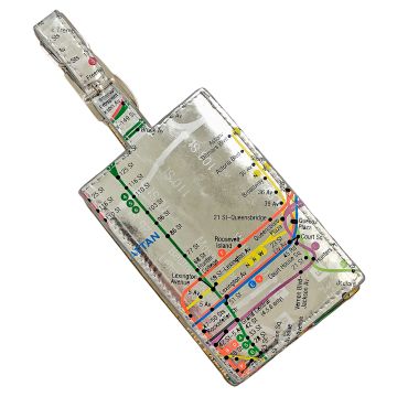 Silver NYC Subway Map Luggage Tag