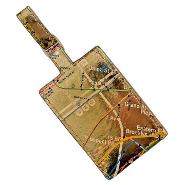 Gold NYC Subway Map Luggage Tag
