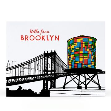 Water Tower Hello From Brooklyn Notecard