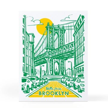 Yellow Brick Hello From Brooklyn Notecard