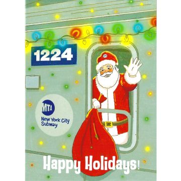 Santa on Train Notecard
