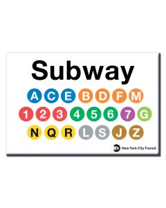 White All Stops Subway Magnet