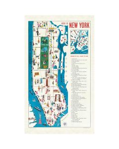 New York Map Vintage Style Tea Towel