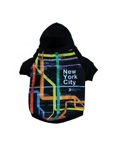 NYC Map Dog Hoodie Black