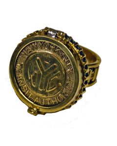 Brass Keepsake Token Ring Retro Metro Design