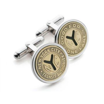 NYC Subway Token Sterling Silver Cufflinks