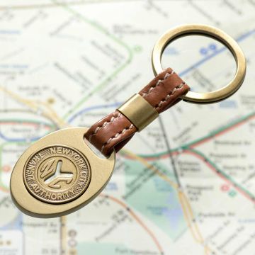 Authentic NYC Token on Leather Keyring