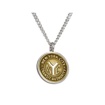 New York City Transit Token Pendant with Sterling Silver Chain