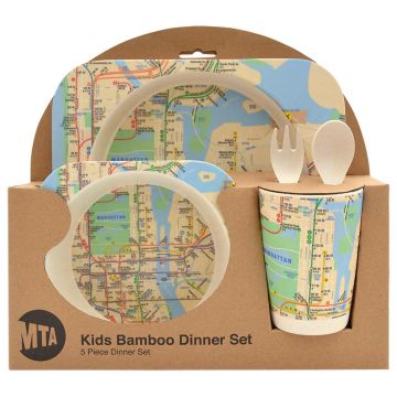 NYC Subway Kids Map Bamboo Bowl Set