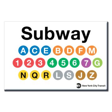 White All Stops Subway Magnet