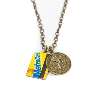 Brass MetroCard Token Necklace