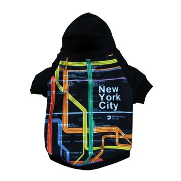 NYC Map Dog Hoodie Black