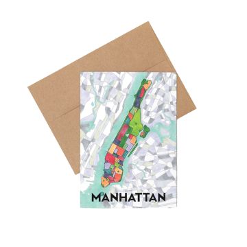 Manhattan Neighborhood Map Notecard