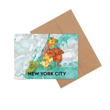 New York City Boroughs Map Notecard