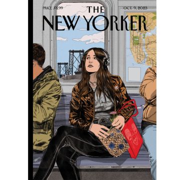 On The M Train - New Yorker Notecard