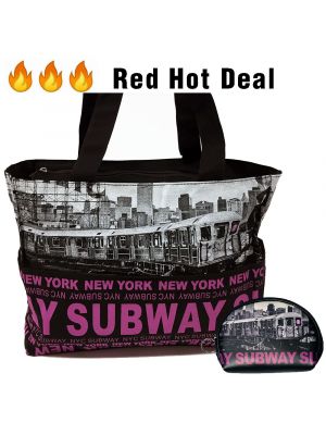 Subway Train Tote and Pouch Bundle