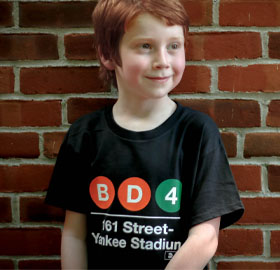 Kids Black Yankee T-Shirt MTA Subway Stop
