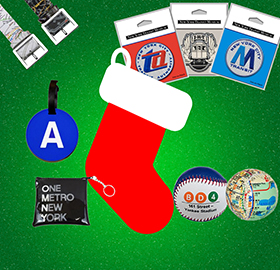 red stocking image green background with ball patches and pouch